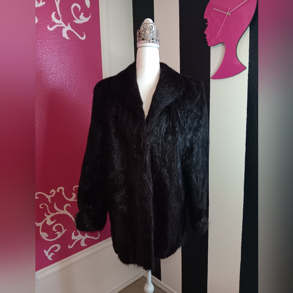 Elegant Vintage Dark Brown Real Fur Coat